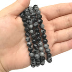 6mm Snowflake Obsidian Gemstone Bead Unisex Stretch Bracelet