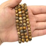 6mm Picture Jasper Gemstone Round Bead Unisex Stretch Bracelet