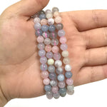 6mm Morganite Gemstone Unisex Stretch Bracelet