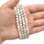 6mm Rainbow Moonstone Gemstone Bead Unisex Stretch Bracelet