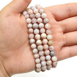 6mm Cherry Flower Agate Gemstone Bead Unisex Stretch Bracelet