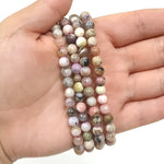 6mm Pink Opal Gemstone Unisex Stretch Bracelet