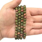 6mm Unakite Gemstone Unisex Stretch Bracelet