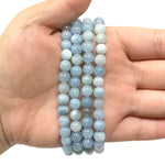 6mm Aquamarine Gemstone Unisex Stretch Bracelet