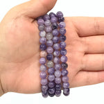 6mm Lepidolite Gemstone Unisex Stretch Bracelet