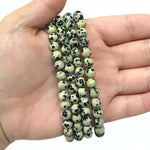 6mm Dalmatian Jasper Gemstone Bead Unisex Stretch Bracelet