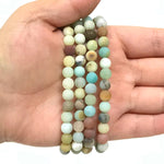 6mm Matte Amazonite Gemstone Bead Unisex Stretch Bracelet
