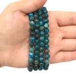 6mm Apatite Gemstone Round Bead Unisex Stretch Bracelet