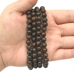 6mm Bronzite Gemstone Round Bead Unisex Stretch Bracelet