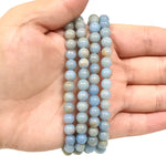 6mm Angelite Gemstone Unisex Stretch Bracelet