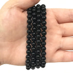 6mm Black Obsidian Gemstone Bead Unisex Stretch Bracelet