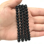 6mm Black Onyx Gemstone Round Bead Unisex Stretch Bracelet