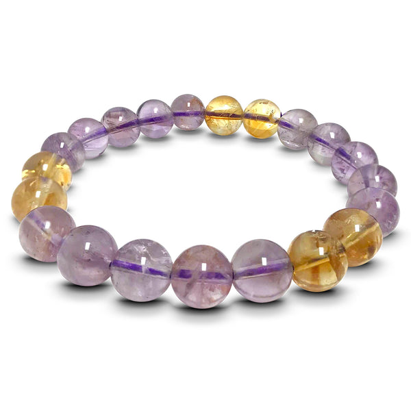 10mm Ametrine Gemstone Bead Unisex Handmade Stretch Bracelet - Gem Avenue