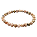 6mm Rhodochrosite Gemstone Bead Bracelet Unisex Handmade Stretch Jewelry