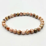 6mm Rhodochrosite Gemstone Bead Bracelet Unisex Handmade Stretch Jewelry