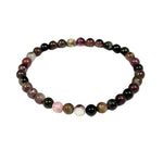 6mm Multicolor Tourmaline Gemstone Bead Unisex Handmade Stretch Bracelet