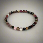 6mm Multicolor Tourmaline Gemstone Bead Unisex Handmade Stretch Bracelet