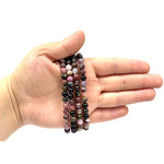 6mm Multicolor Tourmaline Gemstone Bead Unisex Handmade Stretch Bracelet