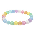 Multicolor Selenite 8mm Round Bead Stretch Bracelet Handmade Unisex Crystal Healing Jewelry
