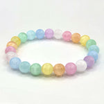 Multicolor Selenite 8mm Round Bead Stretch Bracelet Handmade Unisex Crystal Healing Jewelry