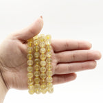 Golden Rutilated Quartz 8mm Round Bead Stretch Bracelet Natural Gemstone Handmade Unisex Jewelry