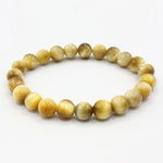 Gold Tiger Eye 8mm Round Bead Stretch Bracelet Natural Gemstone Handmade Unisex Crystal Jewelry