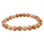 8mm Peach Moonstone Round Bead Stretch Bracelet Natural Gemstone Jewelry
