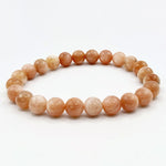 8mm Peach Moonstone Round Bead Stretch Bracelet Natural Gemstone Jewelry
