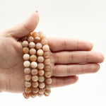 8mm Peach Moonstone Round Bead Stretch Bracelet Natural Gemstone Jewelry