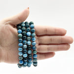 8mm Blue Apatite Round Bead Stretch Bracelet Natural Gemstone Jewelry