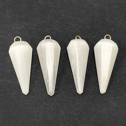 Selenite Faceted Cone Pendants Wholesale - Gem Avenue