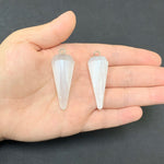 Polished Selenite Faceted Cone Shaped Pendants