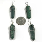 Green Jade Pointed Pendant With Wire Wrapped Charms