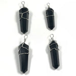 Black Obsidian Pointed Pendant With Wire Wrapped Charms