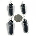 Black Obsidian Pointed Pendant With Wire Wrapped Charms