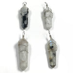Rainbow Moonstone Pointed Pendant With Wire Wrapped Charms