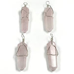 Rose Quartz Pointed Pendant With Wire Wrapped Charms