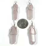 Rose Quartz Pointed Pendant With Wire Wrapped Charms