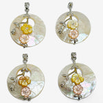 Hollow Round Mother of Pearl With Flower Bead Charm Pendants