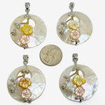 Hollow Round Mother of Pearl With Flower Bead Charm Pendants