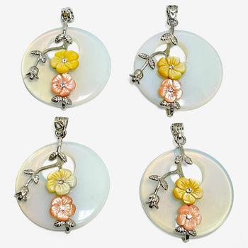 Ethnic Style Silver Tone Flower Charm Necklace Pendants - Gem Avenue