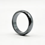 Natural Hematite Stone Band Ring Mirror-Finish Metallic Jewelry