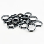 Natural Hematite Stone Band Ring Mirror-Finish Metallic Jewelry