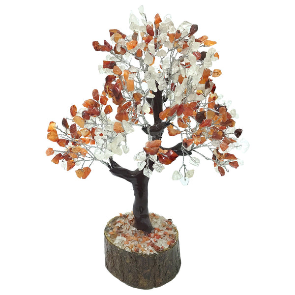 Carnelian and Clear Quartz Gemstone Tree 500 Beads Home Decor Decoration - Gem Avenue Wholesale