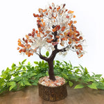 Carnelian and Clear Quartz Gemstone Tree - 500 Beads