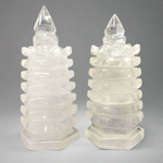 Natural Clear Quartz Crystal Pagoda Towers for Feng Shui Decor & Home Display - 12-0023
