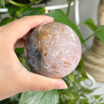 Polished Pink Plume Agate Sphere Decor Ball - 13-0096