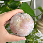 Polished Pink Plume Agate Sphere Decor Ball - 13-0096