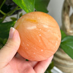 Polished Orange Calcite Sphere Decor Ball