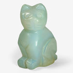 Hand-Carved Opalite Cat Animal Carving